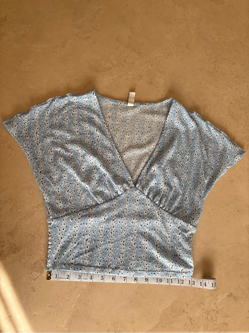 Only Light Blue Eyelet V-Neck Crop Top